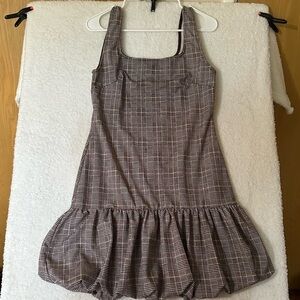 Fashion Nova Drop Waist Brown Plaid Mini Dress